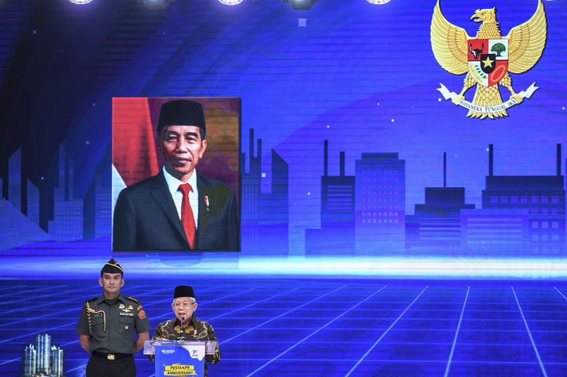 Wapres RI KH Ma'ruf Amin saat membuka IPEX 2020, di JCC, Jakrta, Sabtu, 15 Februari 2020/ANTARA FOTO/Hafidz Mubarak