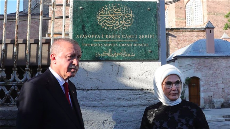 Presiden Turki Luncurkan Papan Nama di Gerbang Utama Hagia Sophia