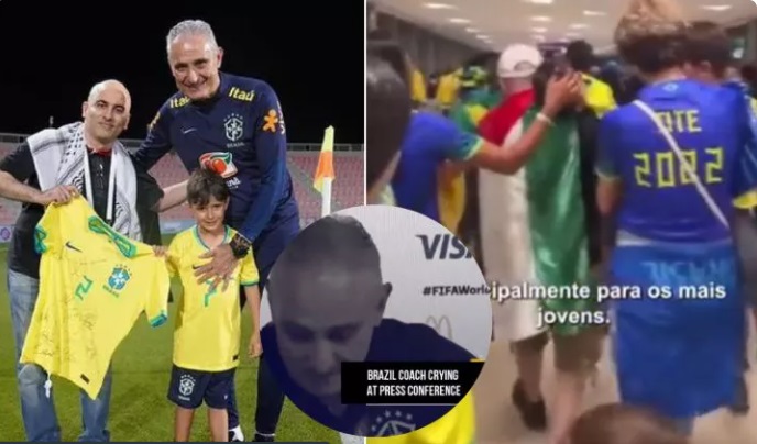 Pelatih Brasil Tite Menangis Haru dengan Kebaikan Pria Muslim Menggendong Cucunya. Foto Caughtoffsice