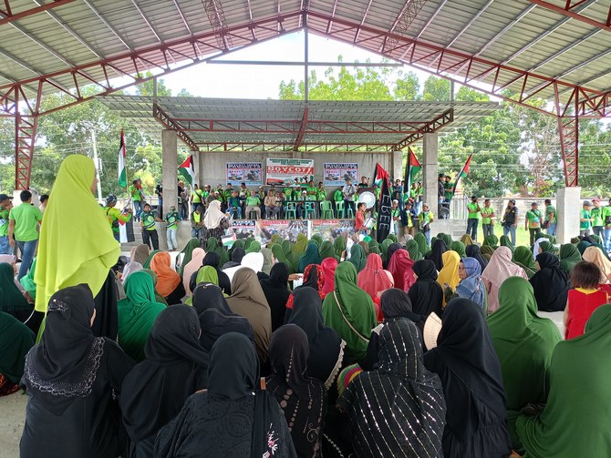 Ribuan penduduk Daerah Otonomi Bangsamoro di Muslim Mindanao berkumpul di Shariff Aguak di Filipina selatan dalam solidaritas terhadap Palestina. (Dipasok)